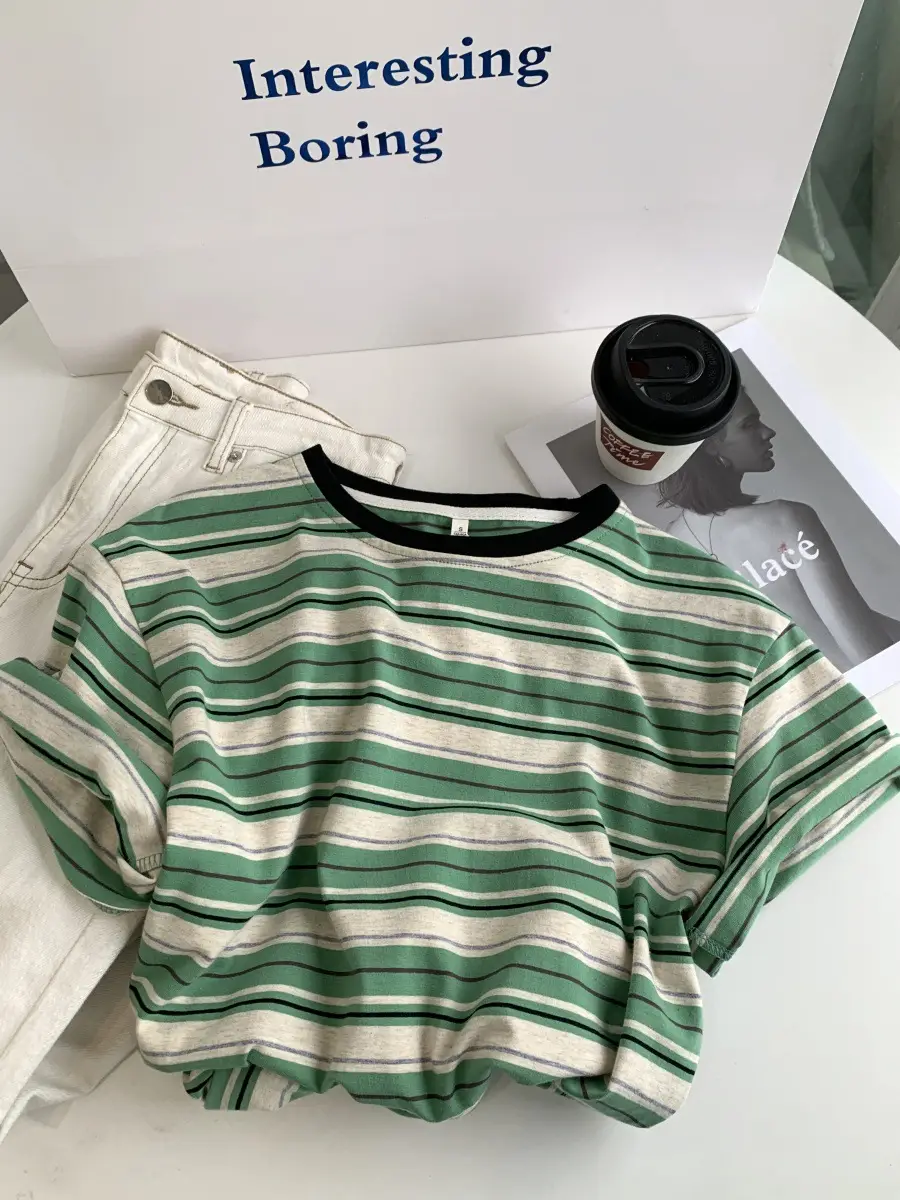 Vintage Stripe Contrast Color Women's Blouse