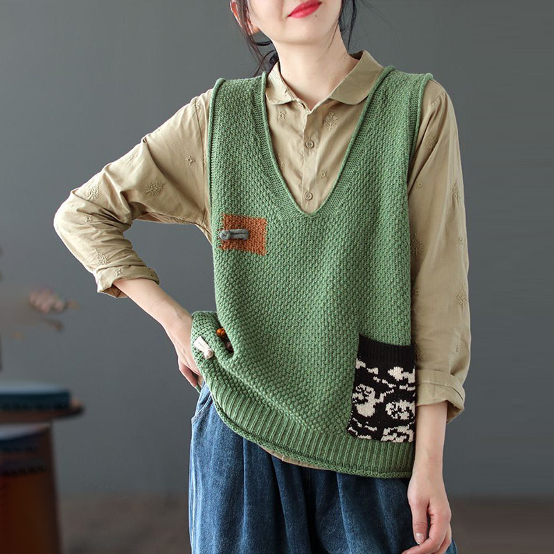Knitted Fashion Loose Sweater Artistic Retro
