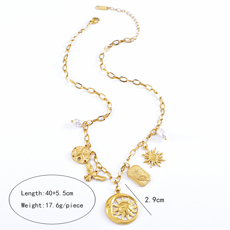 Personality Sun Moon Round Pendant Necklace