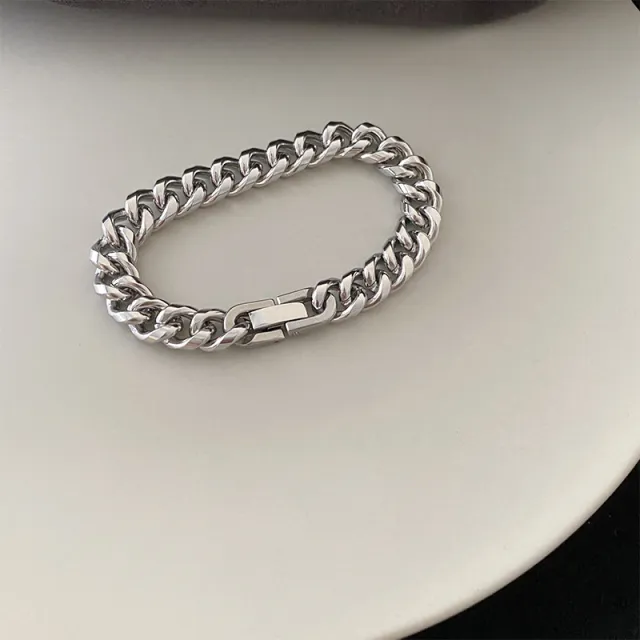 Couple Titanium Steel Cuban Link Chain Bracelet Does Not Fade Width 8Mm - Shop at LoveMi