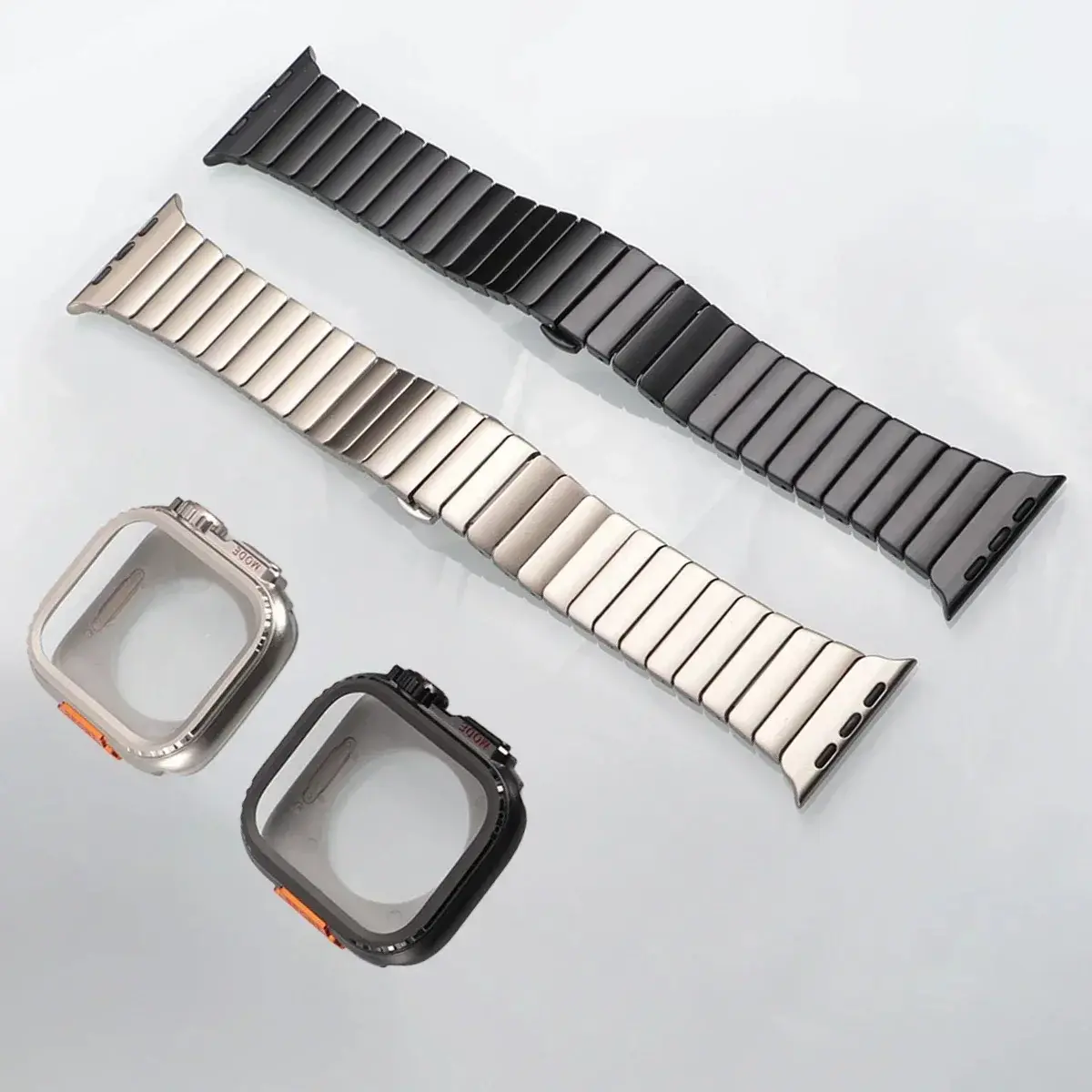 One-piece Butterfly-clasp Stainless Steel Metal Watch Strap