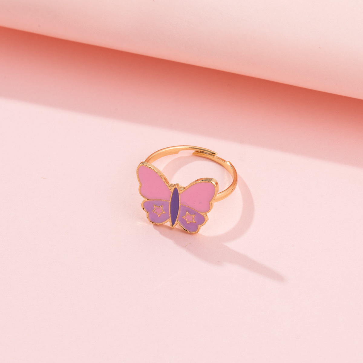 European And American New Cute Fashion Cartoon Heart-shaped Butterfly Opening Ring