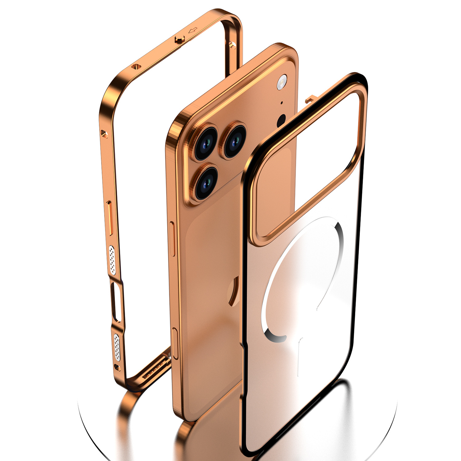 Frosted Fine Magnetic Ring Metal Frame Phone Case - Image 9