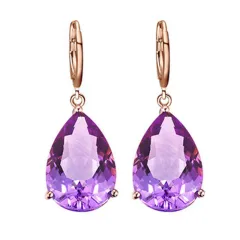 Quality Ear Hook Purple Gemstone Diamond Ring Rose Gold Collarbone Necklace Set - Earrings - View 1
