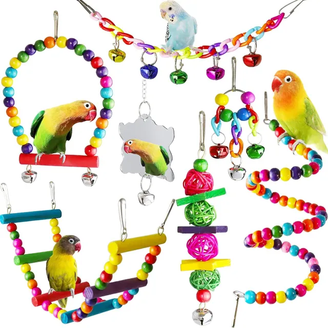 Parrot Toys Bird Cage Accessories 7Pcs - Shop at LoveMi