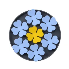 Silica Gel Sucker Anti-choke Smell And Slow Eating Pet Licking Mat - Round Yellow Light Blue - View 1
