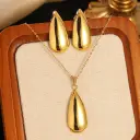 Stainless Steel Heart Bow Flower Necklace And Earrings Set view 17
