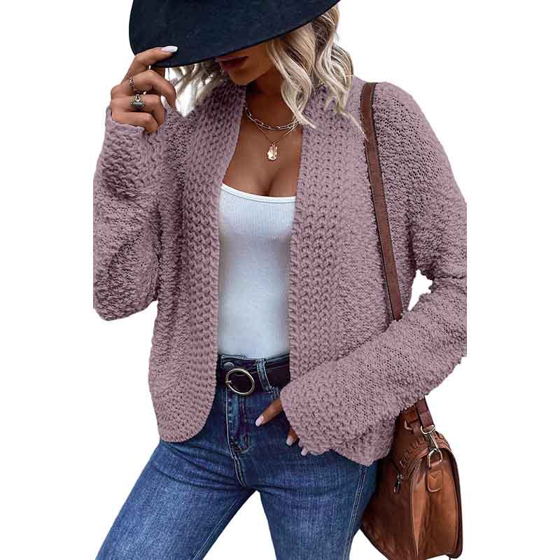 Simple Solid Color Outerwear Knitwear For Women Lc271978 P708 M - Shop at LoveMi