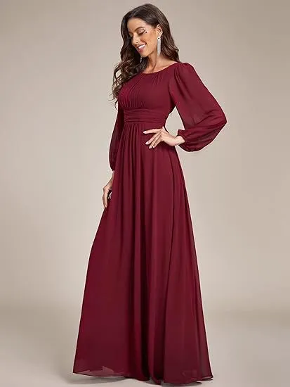 Women's Long Chiffon Evening Dress Wine Red - Shop at LoveMi