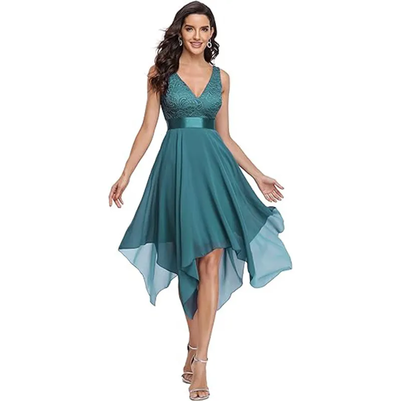 Women's Lace Chiffon Cocktail Ball Gown - Style2-Us Size 22 Plus