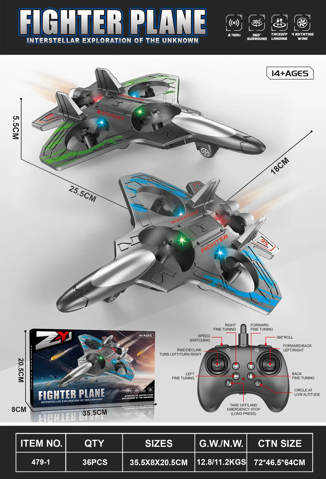Drop-resistant Foam Gravity Glider Special Effect Colorful Light Four-axis UAV Unmanned Aerial Vehicle