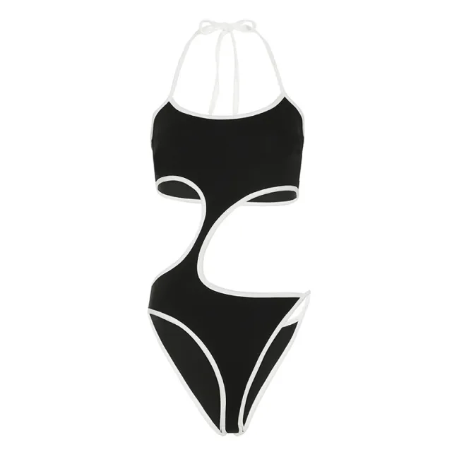 European And American Style Swimsuit Jumpsuit Design Sense Hollow out Midriff Tube Top Black - Shop at LoveMi