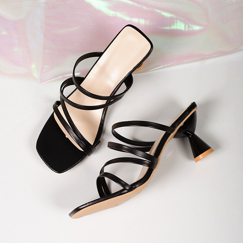 Women's Plus-Size Square Toe Stiletto Heel Sandals - Side View - Sarah Express