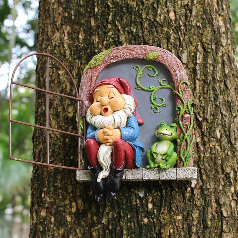 Sleeping Dwarf Doors And Windows Tree Pendant Resin Crafts