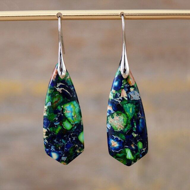 Colorful Emperor Stone Tapered Earrings