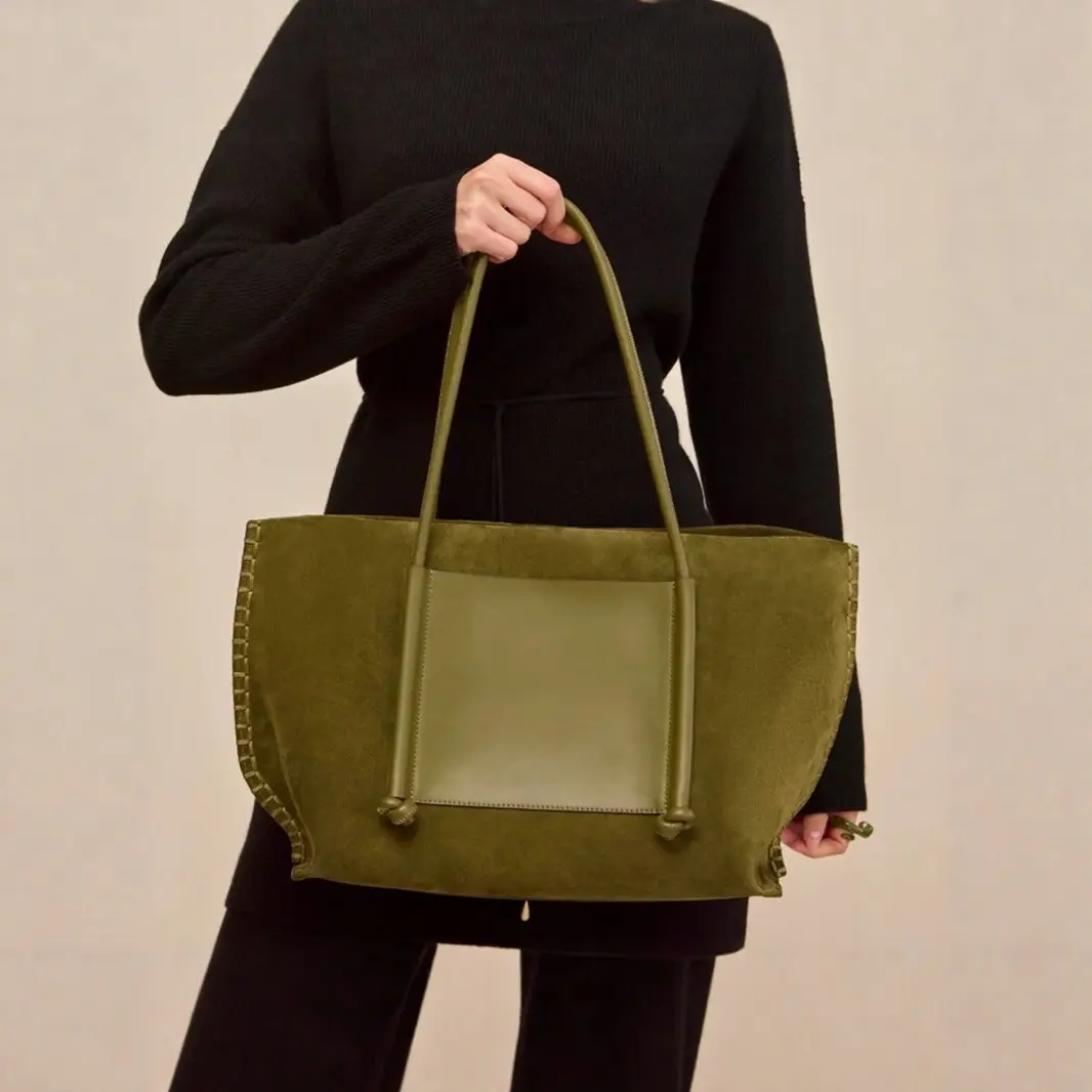 Open-top Matte Patchwork Single-shoulder Bag