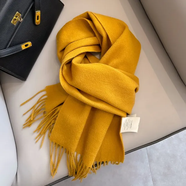 Pure Wool Students Warm keeping All matching Tassel Narrow Scarf Couple 24 Turmeric - Shop at LoveMi