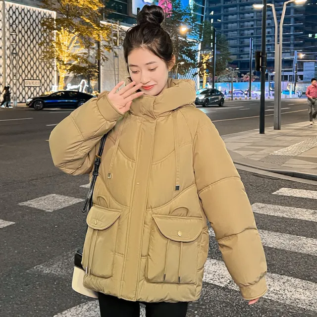 European Bread Short Down Cotton Clothing Cotton Coat Women's Khaki - Shop at LoveMi