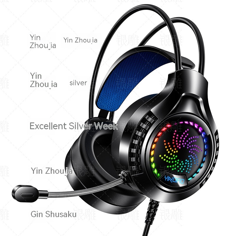 Vista 17 de Silver Eagle Q7 Head-mounted Computer Earphone With Microphone Luminous Channel USB Gaming Headset