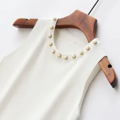 Beaded Ice Silk Camisole Women's Spring And Summer Inner Wear Fashion Slim Fit - White Big Pearl - View 1