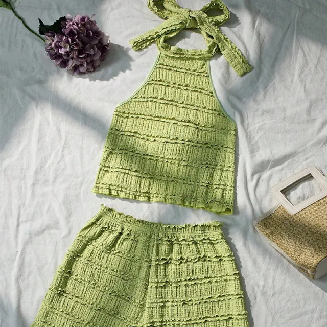 Vacation Style Sling Top Beach Short Suit Green - Shop at LoveMi