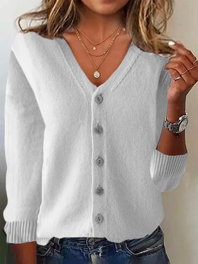 Women's Spring And Summer Knitted Sweater Coat Milky White - Shop at LoveMi