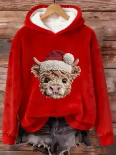 Womens Flannel Christmas Crew-Neck Long-Sleeve Top - Flmwykjfs3421-L - View 1