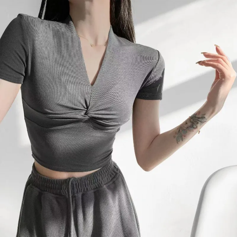 Summer Chic New Design Sense T-shirt - Gray