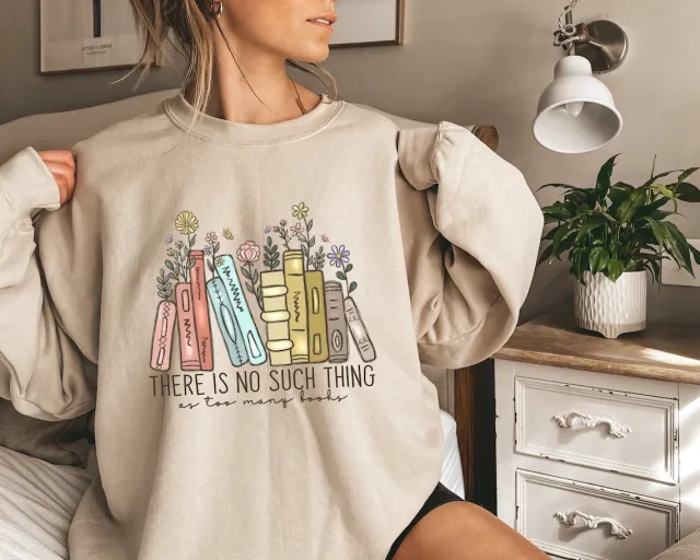 Book Flower Print Colored Cotton Women's Sweater Red - Shop at LoveMi