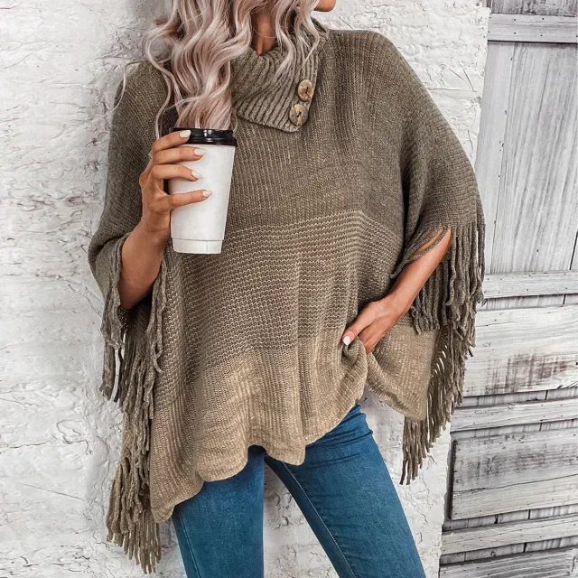Sweater Lapel Pullover Gradient Sweater Khaki - Shop at LoveMi