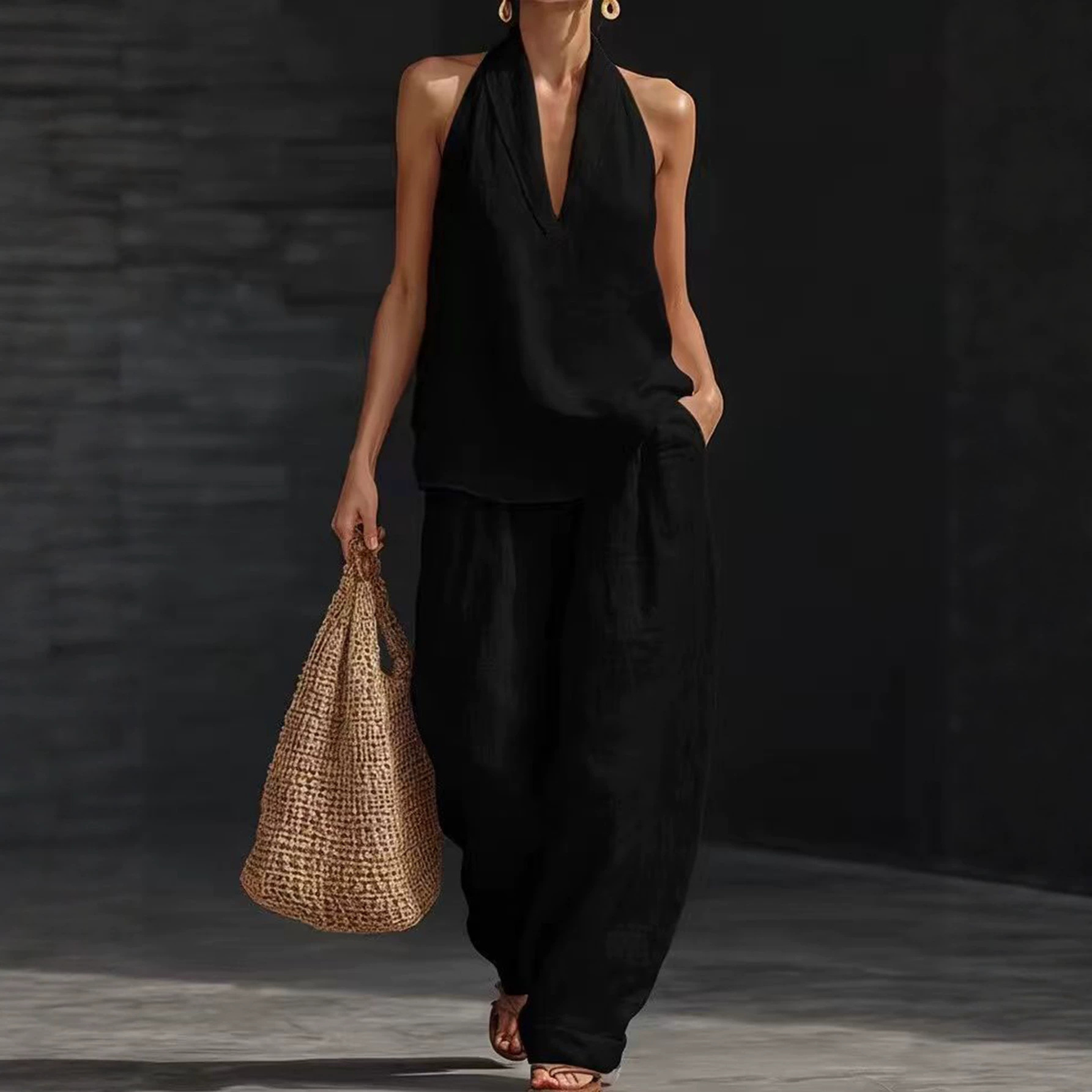Womens Casual Relaxed-fit Off-shoulder Set — foto 13