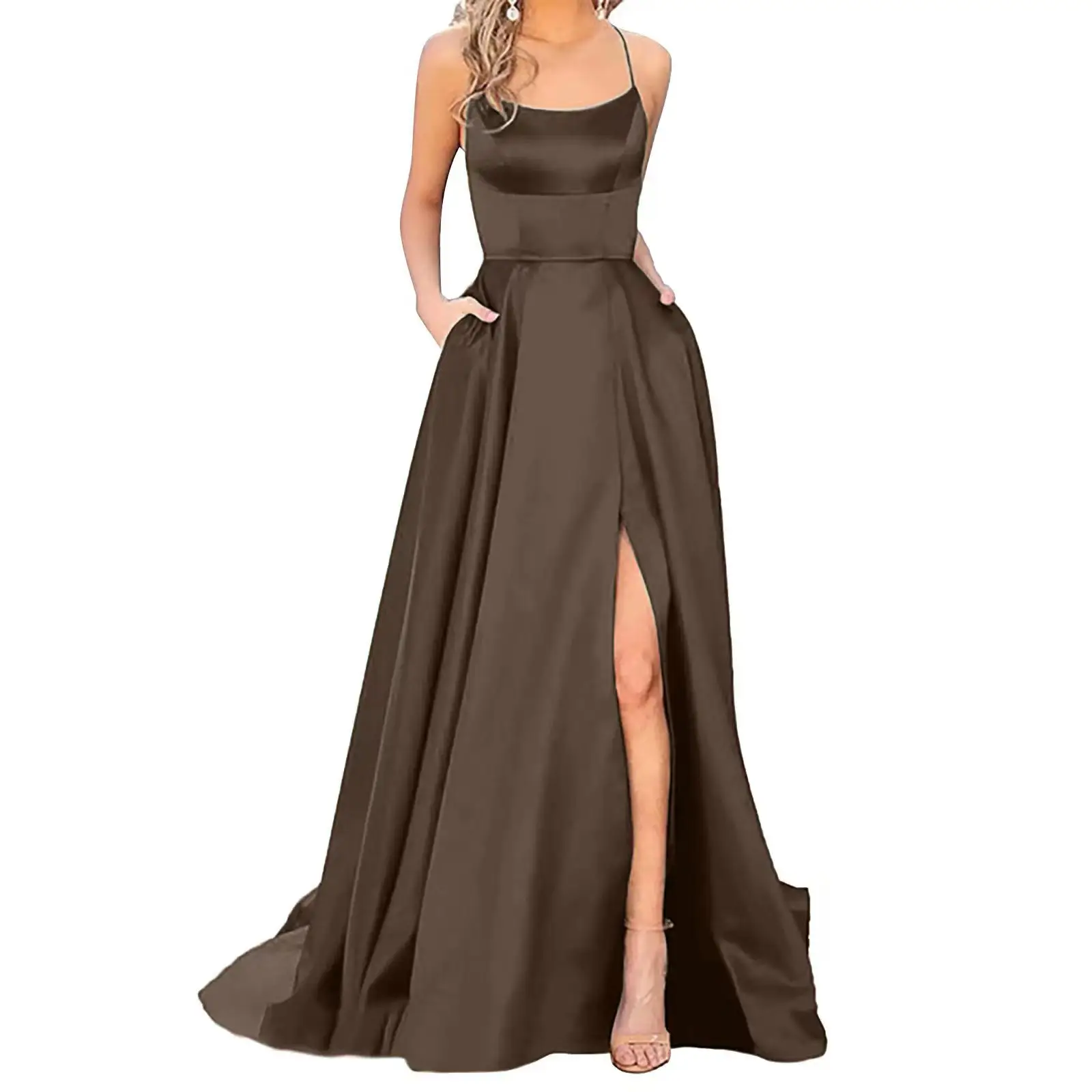 Solid Color Long Slimming And Shoulder Hollow