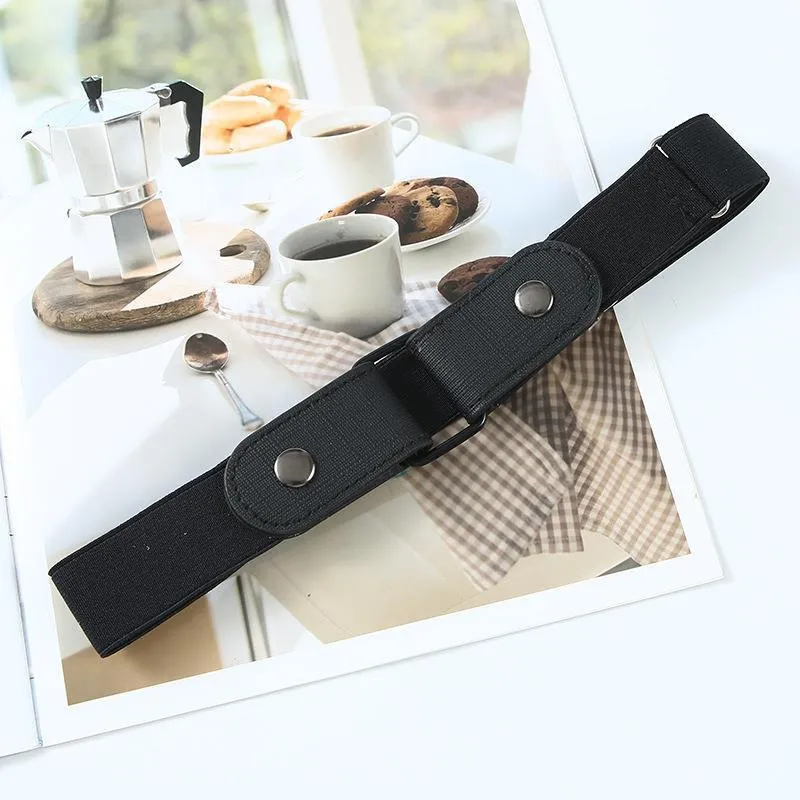 Women's Elastic Non-porous Decorative All-matching Jeans Belt - Black