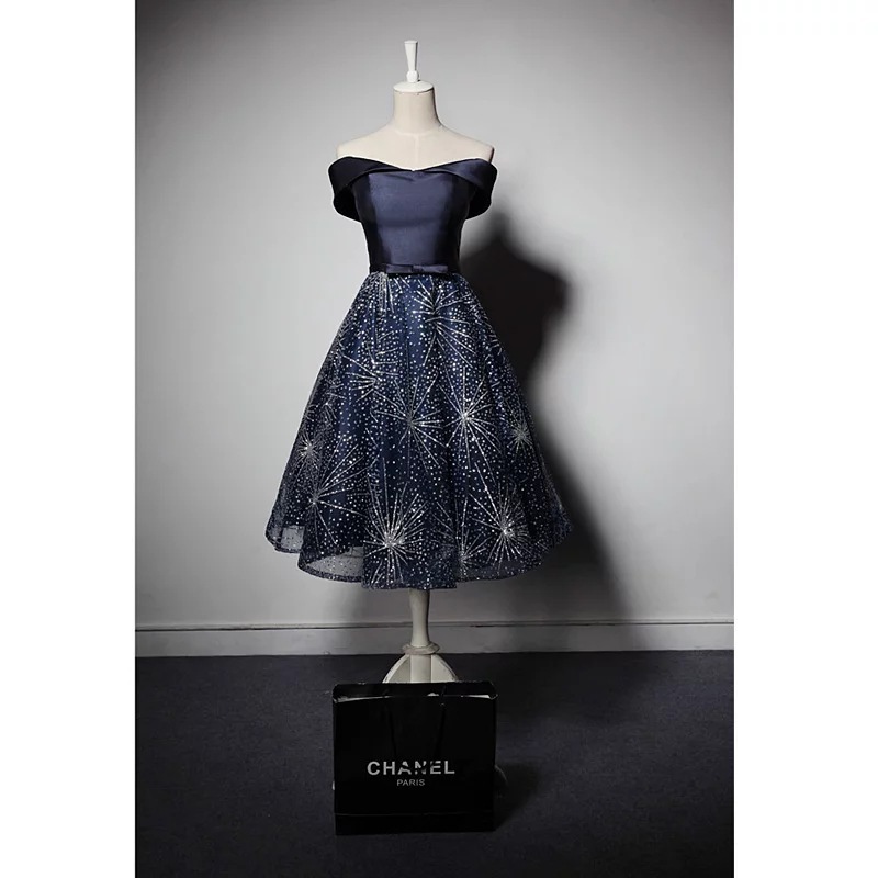 Summer Fashion Mid length Pettiskirt Dress Navy Blue - Shop at LoveMi