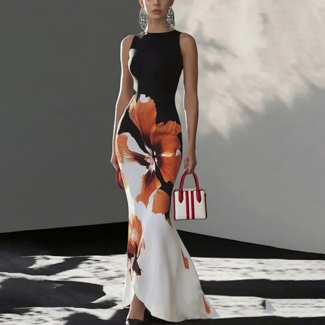 Fashionable And Casual Women's Printed Elegant Sleeveless Dress Picture Color Xl - Shop at LoveMi