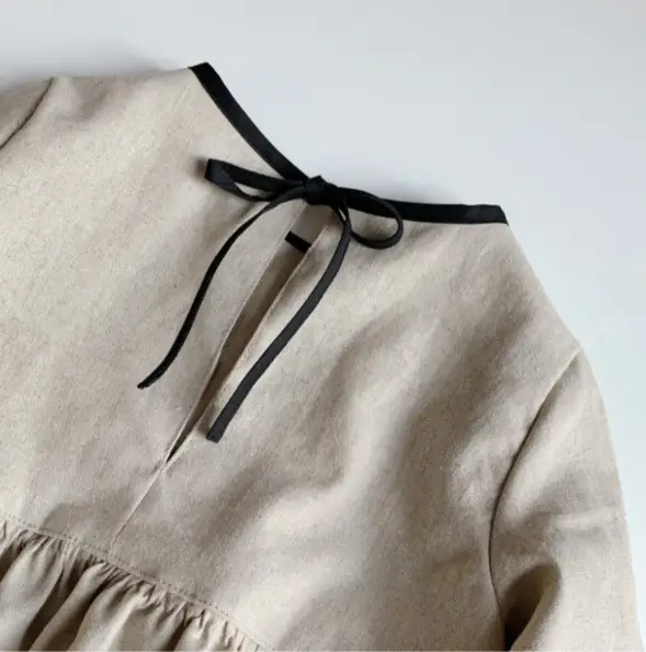 Linen Color Matching Mori Style Outdoor All-matching Long Sleeve Dress