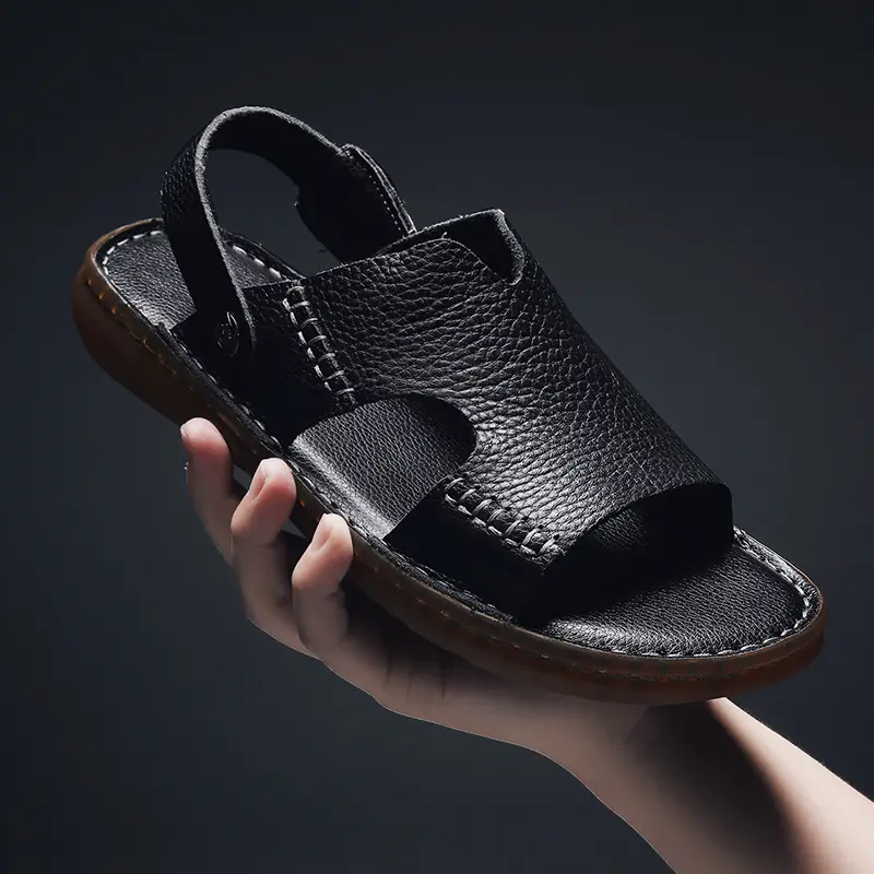 Men's Sandals Dual-use Cowhide Soft Bottom Beach