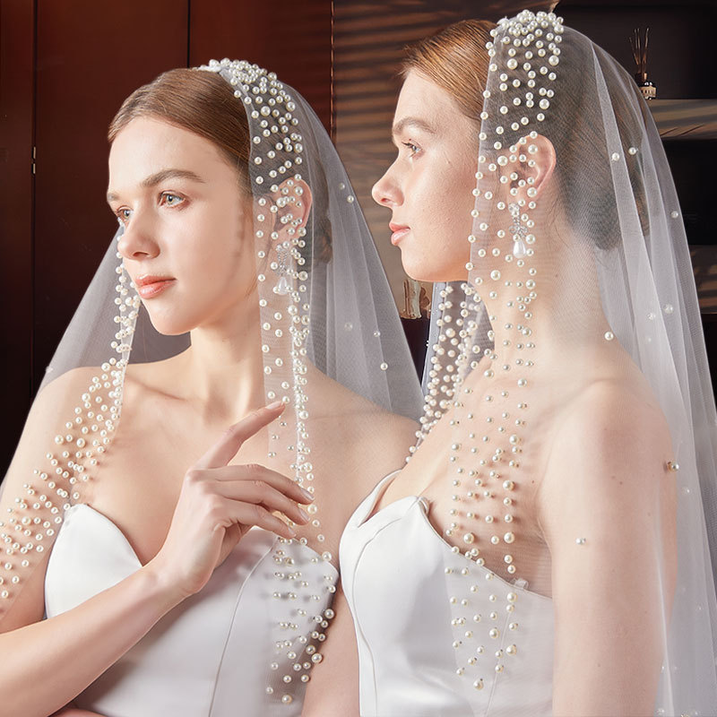 Bridal Beaded Single-layer Mid-length Veil