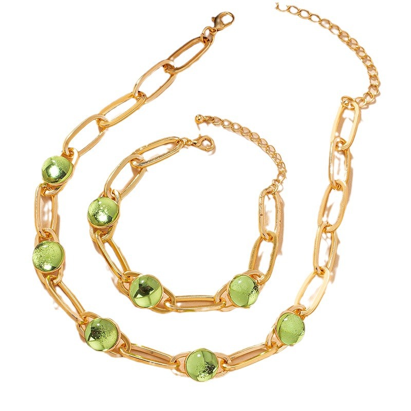 Geometric Hollow Out Creative Bracelet Necklace Two-piece Suit