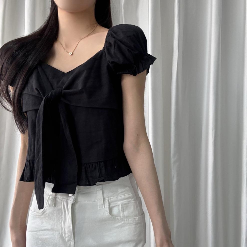 Bow-tied Ruffled Frill Puffed-sleeve Shirt 20 4809f182 fd69 47cb 845a 9d51b43e6108