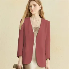 British Style Small Suit Fried Street Top For Women - Raspberry Colour-Xl - View 1
