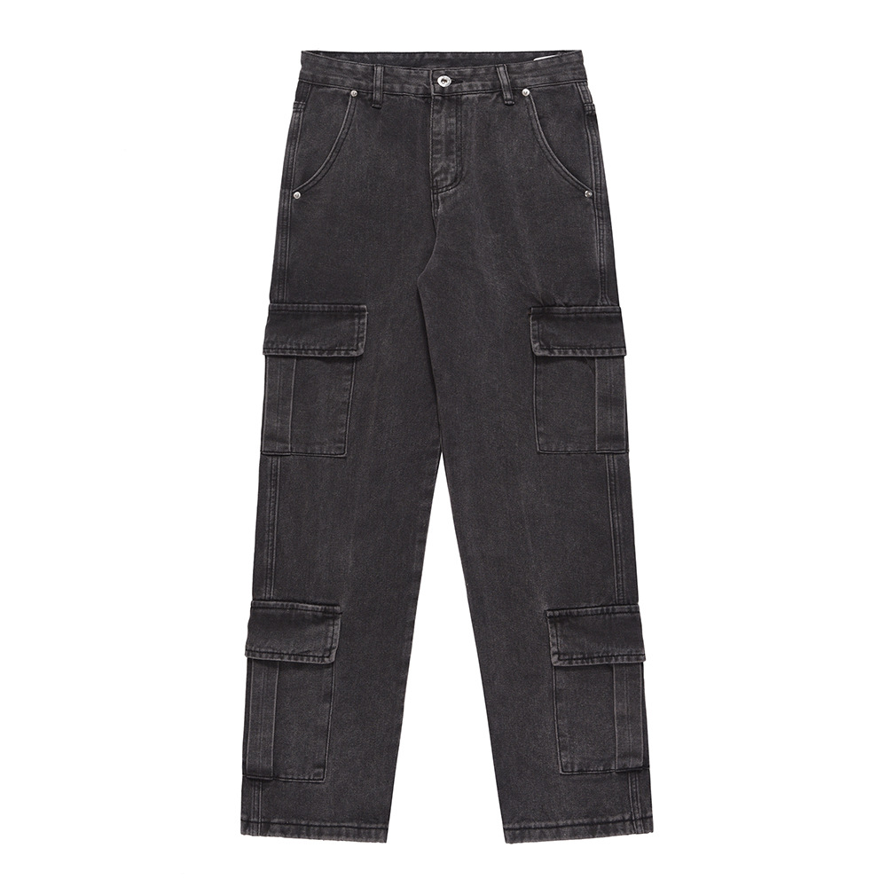 Mechanical Style Pocket Design Straight Jeans - Image 5
