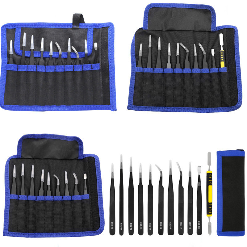 Canvas Bag And Stainless Steel Tweezers Set