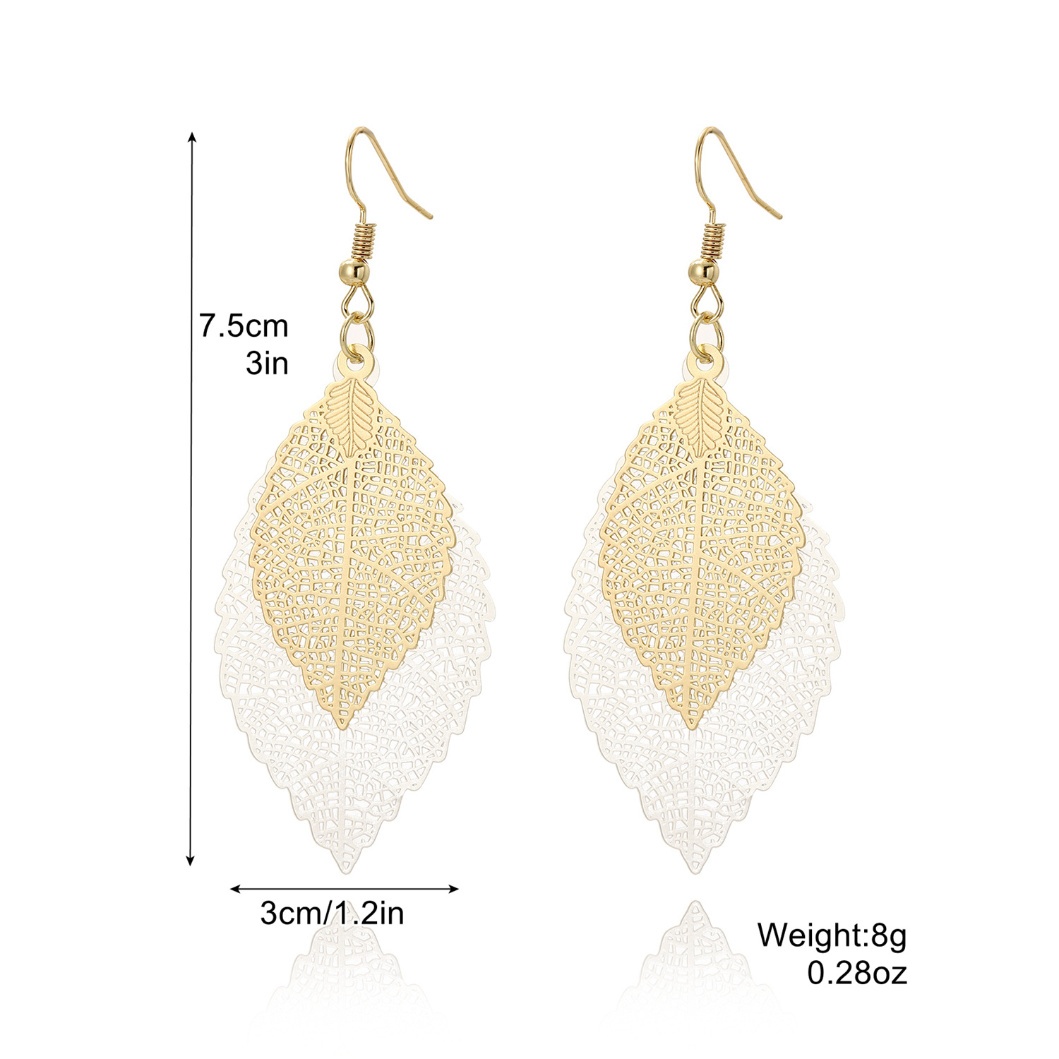 Women's Stylish Retro Minimalism Double-layer Hollow Leaves Earrings