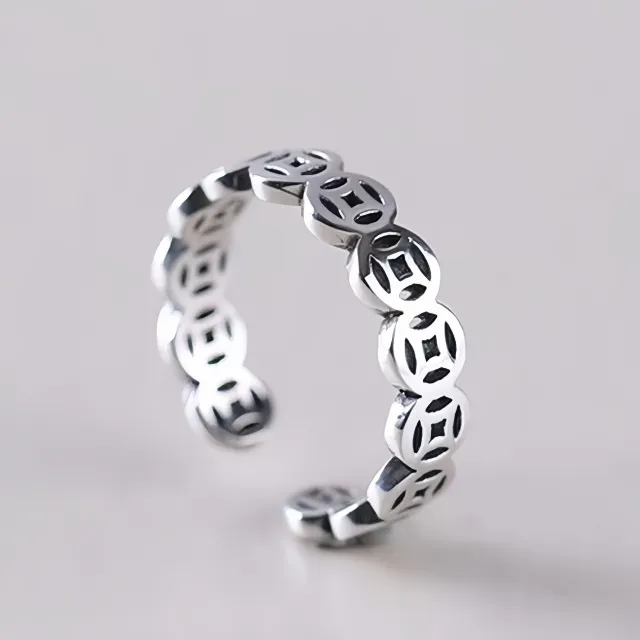 Openwork Fortune attracting Thread Gold plated Ringnon fading Ring Silver - Shop at LoveMi