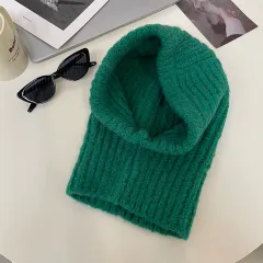 Warm Woolen Hat Scarf One Female Winter Earflaps Knitted Hat - Green - View 1