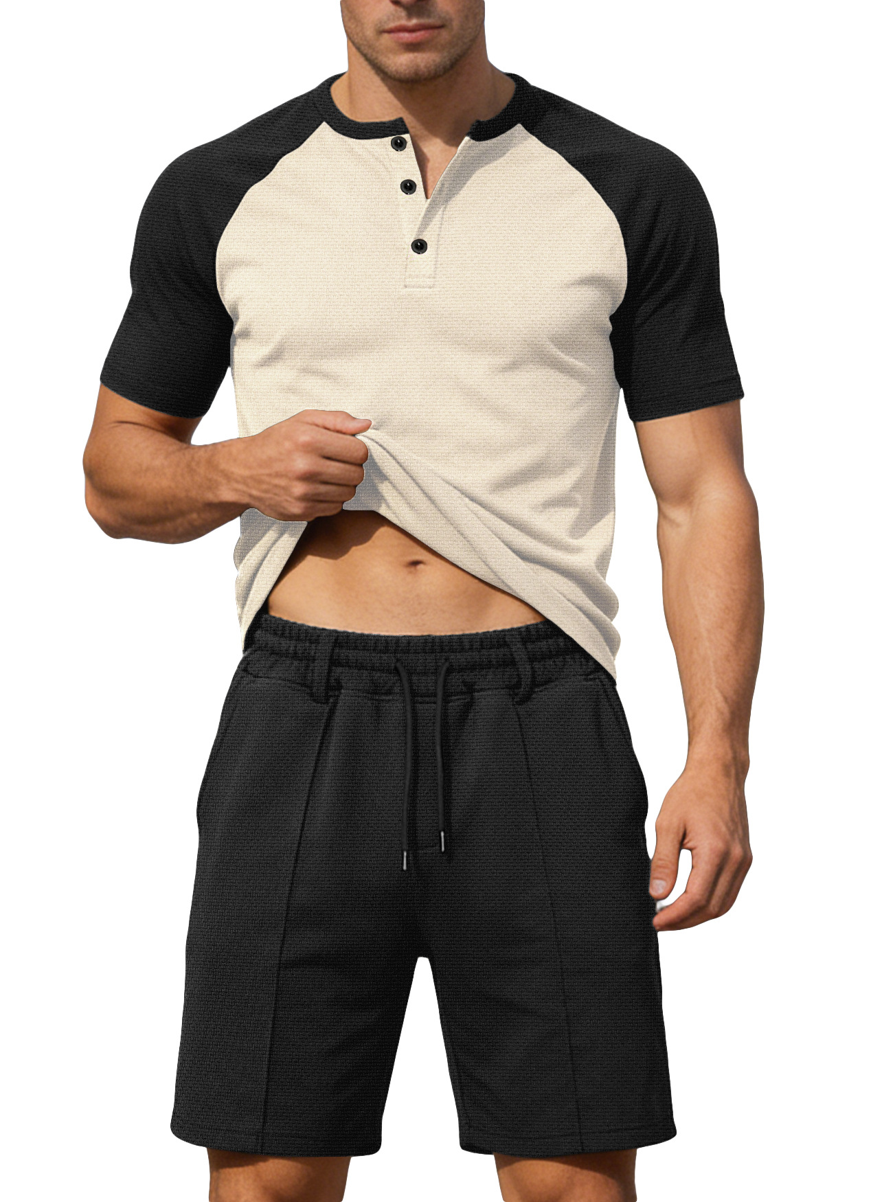 Mens Short-Sleeve T-Shirt And Shorts Two-Piece Set