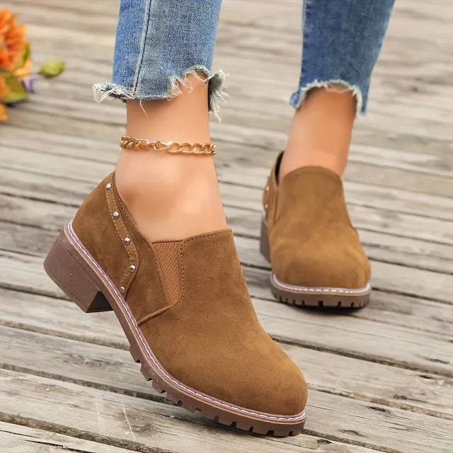 Plus Size All match Casual Thick Heel Ankle Boots Brown - Shop at LoveMi