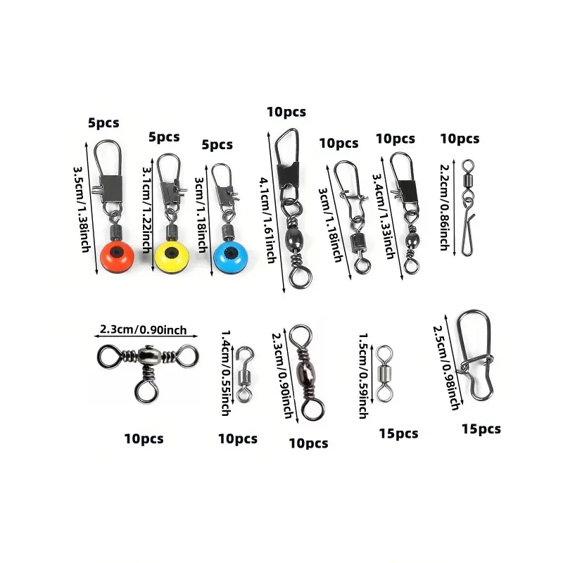 115 Pieces Fishing Connector Swivel Boxed Rotating Sea Bean Weever Trout Seawater