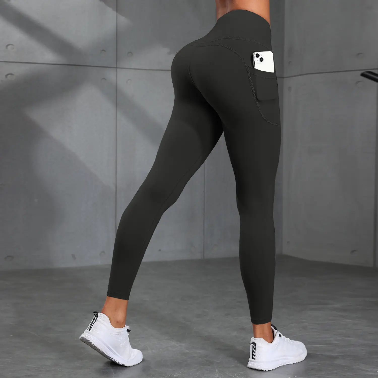 Solid-color Side-pocket Running And Yoga Pants